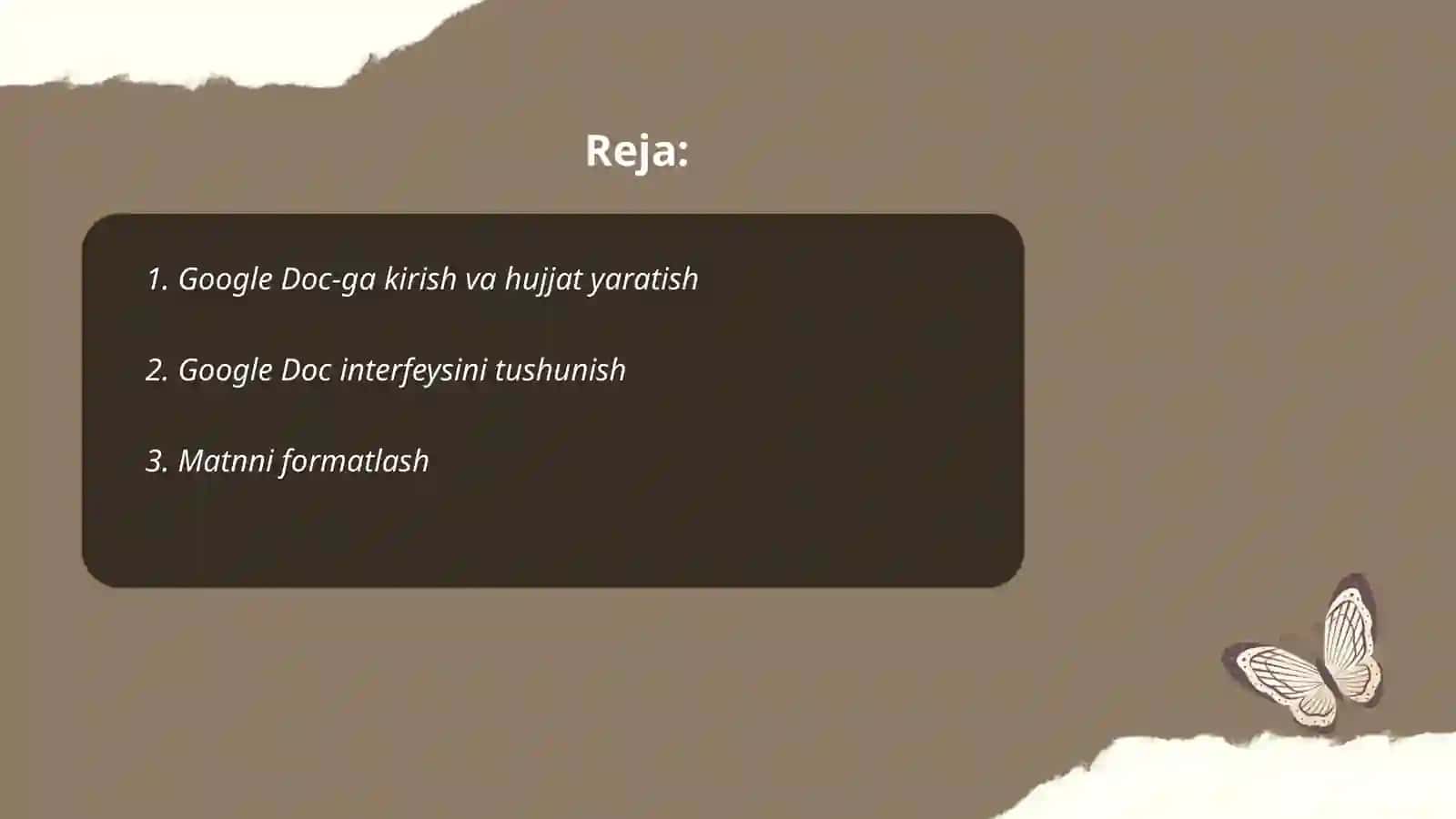 Google doce imkoniyatlari bilan tanishish. Google doce bilan ishlash 2