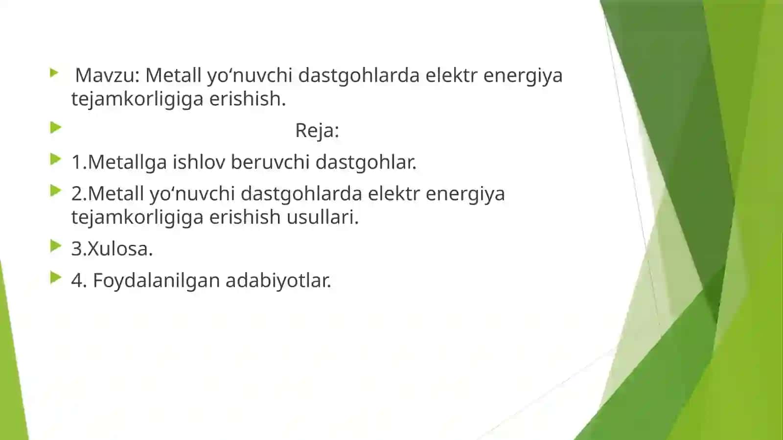 Elektr energiya tejash fanidan Mustaqil ish 2
