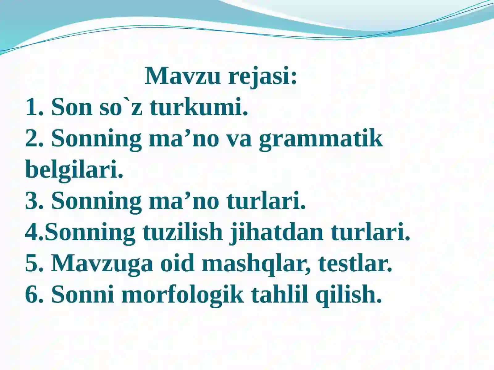 Son so‘z turkumi yuzasidan amaliy mashg‘ulot 2