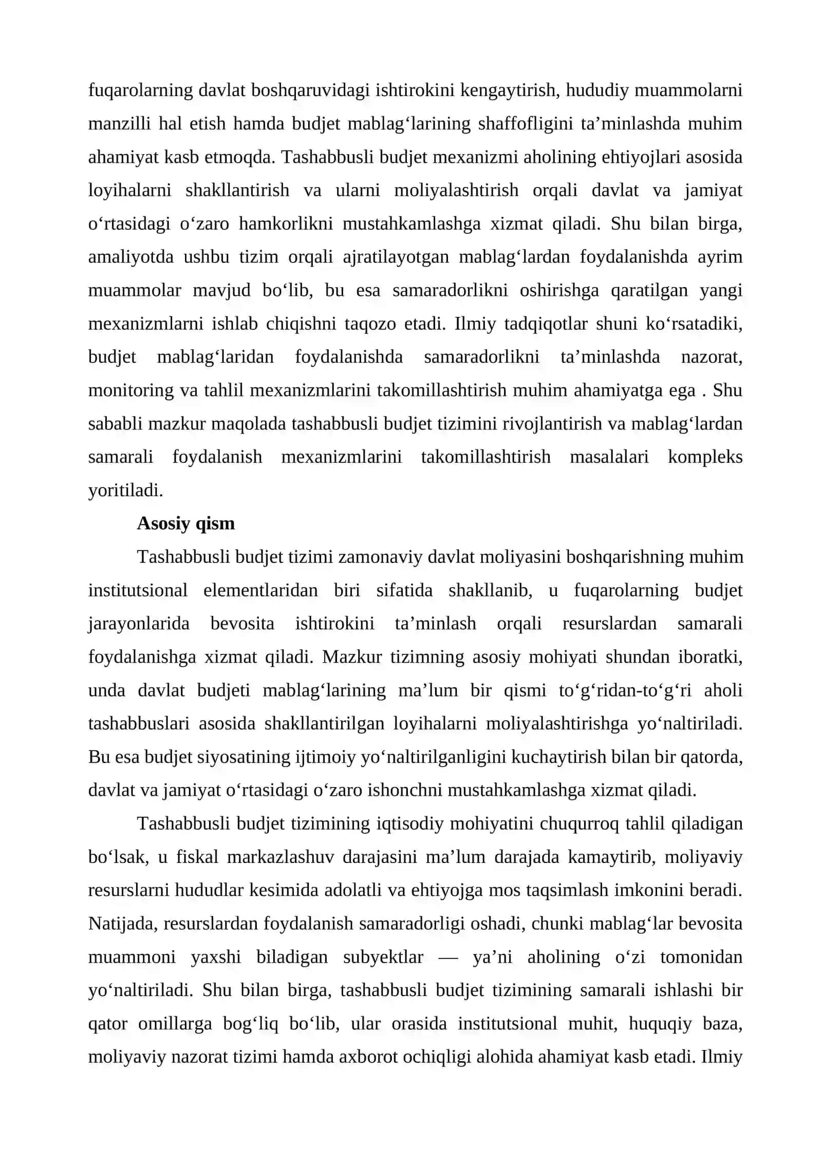 Tashabbusli Budjet Mablag‘laridan Samarali Foydalanish Mexanizmlarini Takomillashtirish 2