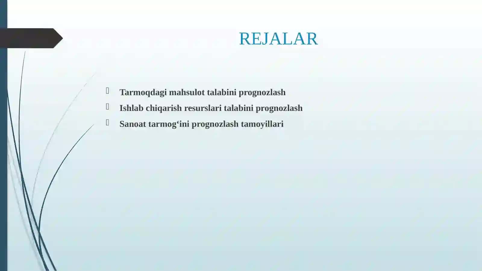 TARMOQ IQTISODIY RIVOJLANISHINI PROGNOZLASHTIRISH 2