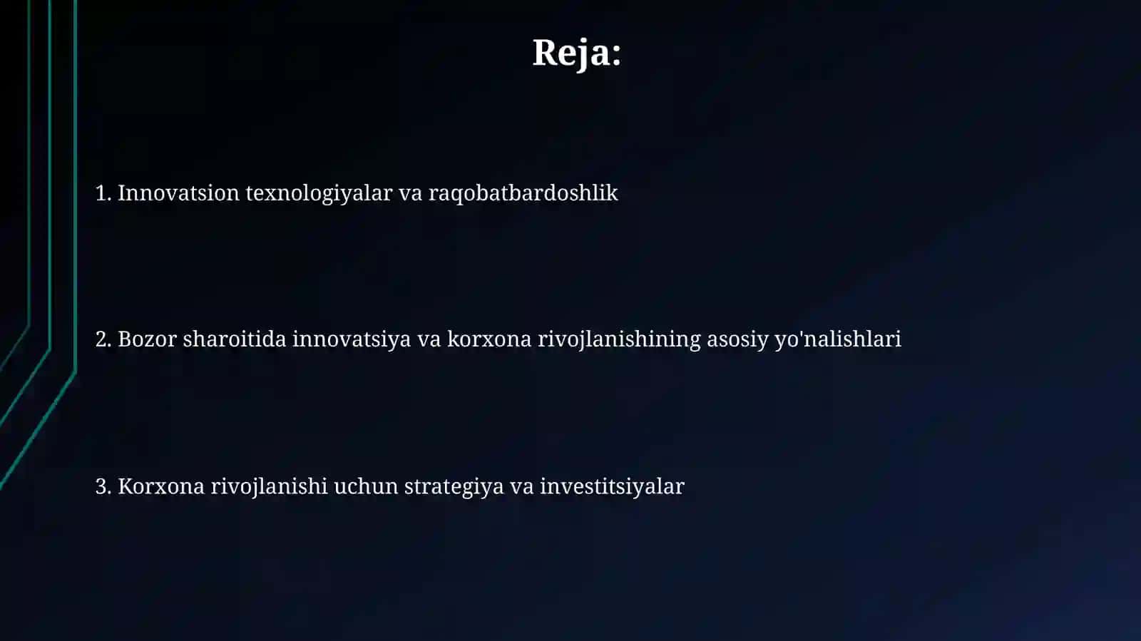 Bozor sharoitida innovatsiyalar va korxonalar taraqqiyotining asosiy yoʻnalishi 2