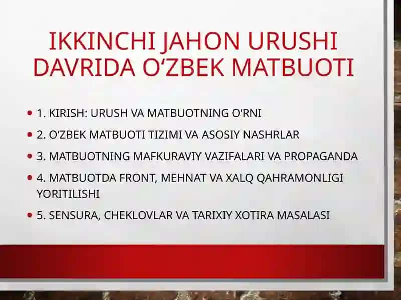 Matbuotning o‘rni ikkinchi jahon urushida 2