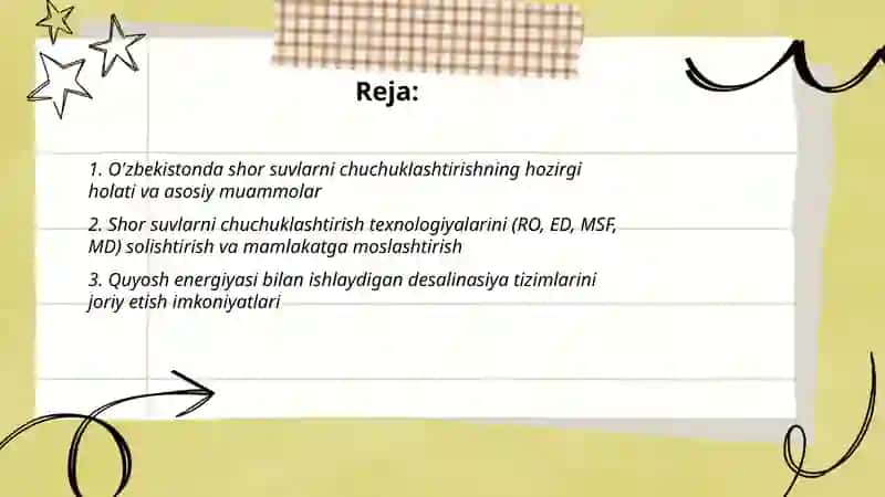 O'zbekistonda shor suvlarni chuchuklashtirish muammosini hal qilish 2
