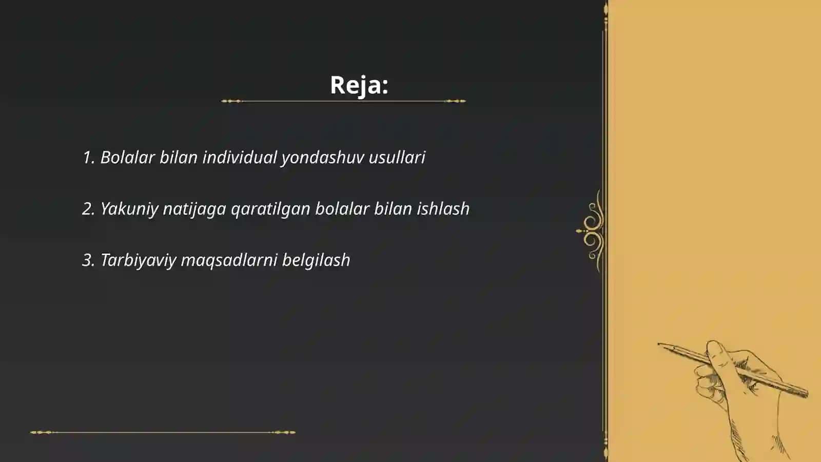 Bolalar bilan yakka ishlashni tashkil etish va rejalashtirish 2