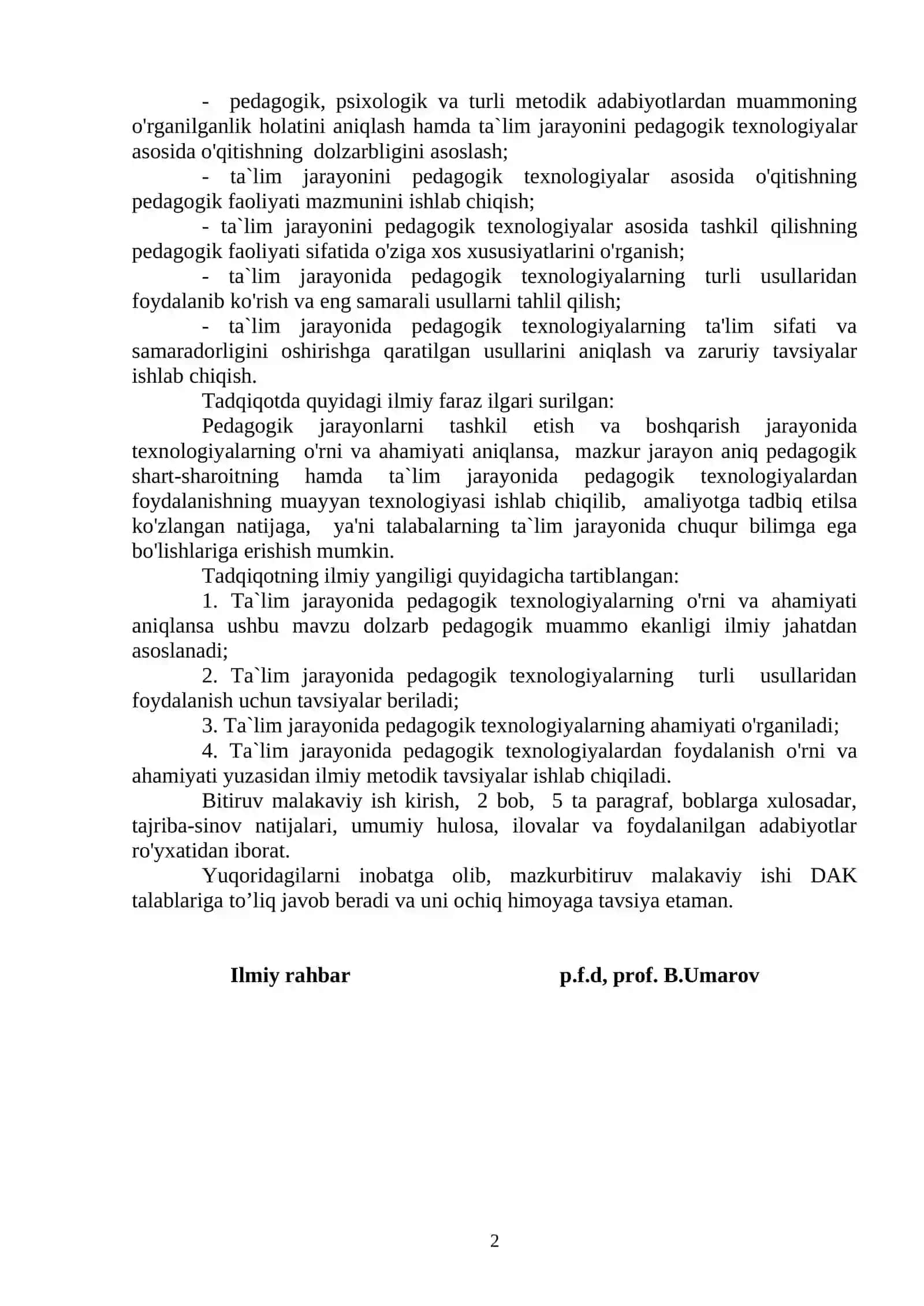 Pedagogik jarayonlarni tashkil etish va boshqarish texnologiyalari 2