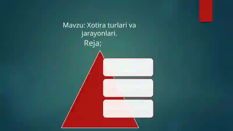 Xotira turlari va jarayonlari. 2
