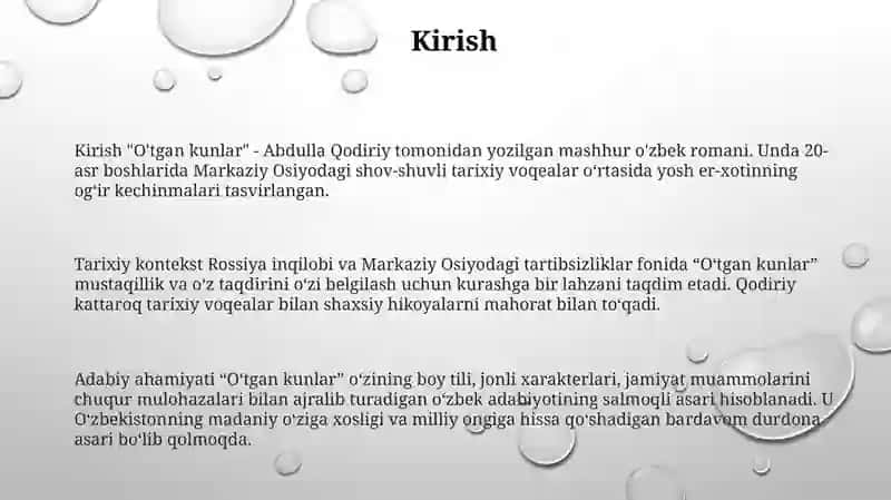 "O‘Tgan Kunlar" 2