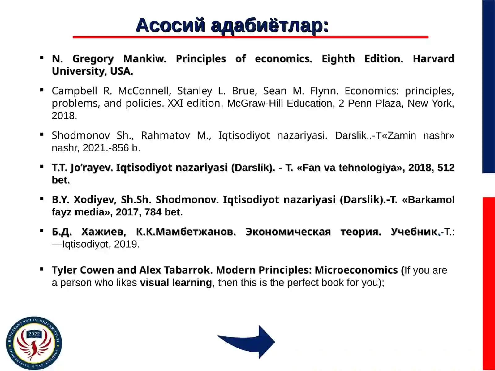 IQTISODIYОT NАZАRIYАSI FАNI 2