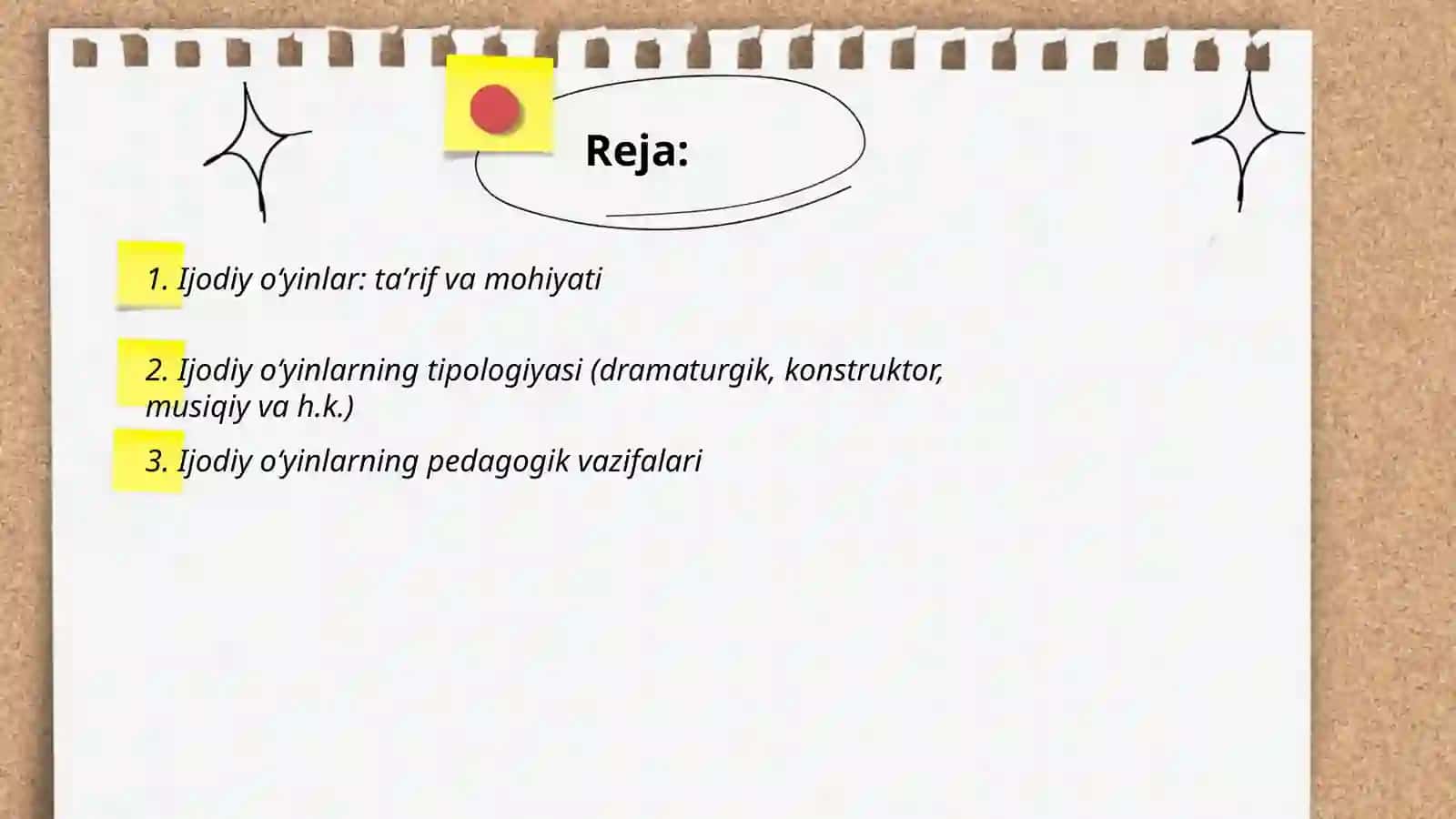 Ijodiy oʻyinlar va uning mazmuni 2