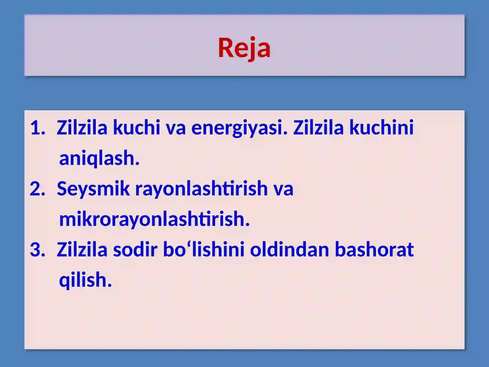 Zilzila Kuchi va Energiyasi 2