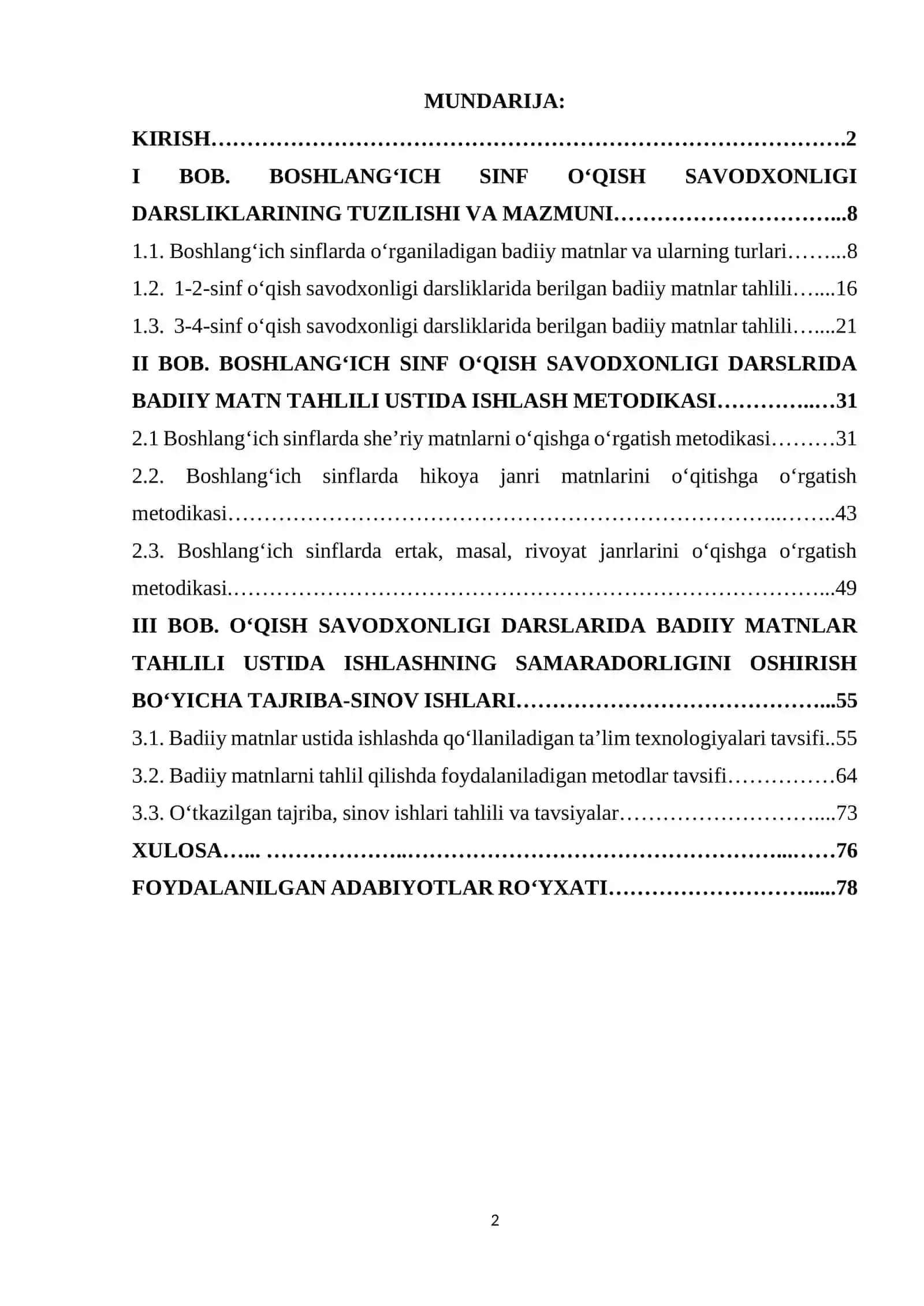 O‘QISH SAVODXONLIGI DARSLARIDA BADIIY MATN TAHLILI USTIDA ISHLASH METODIKASI 2