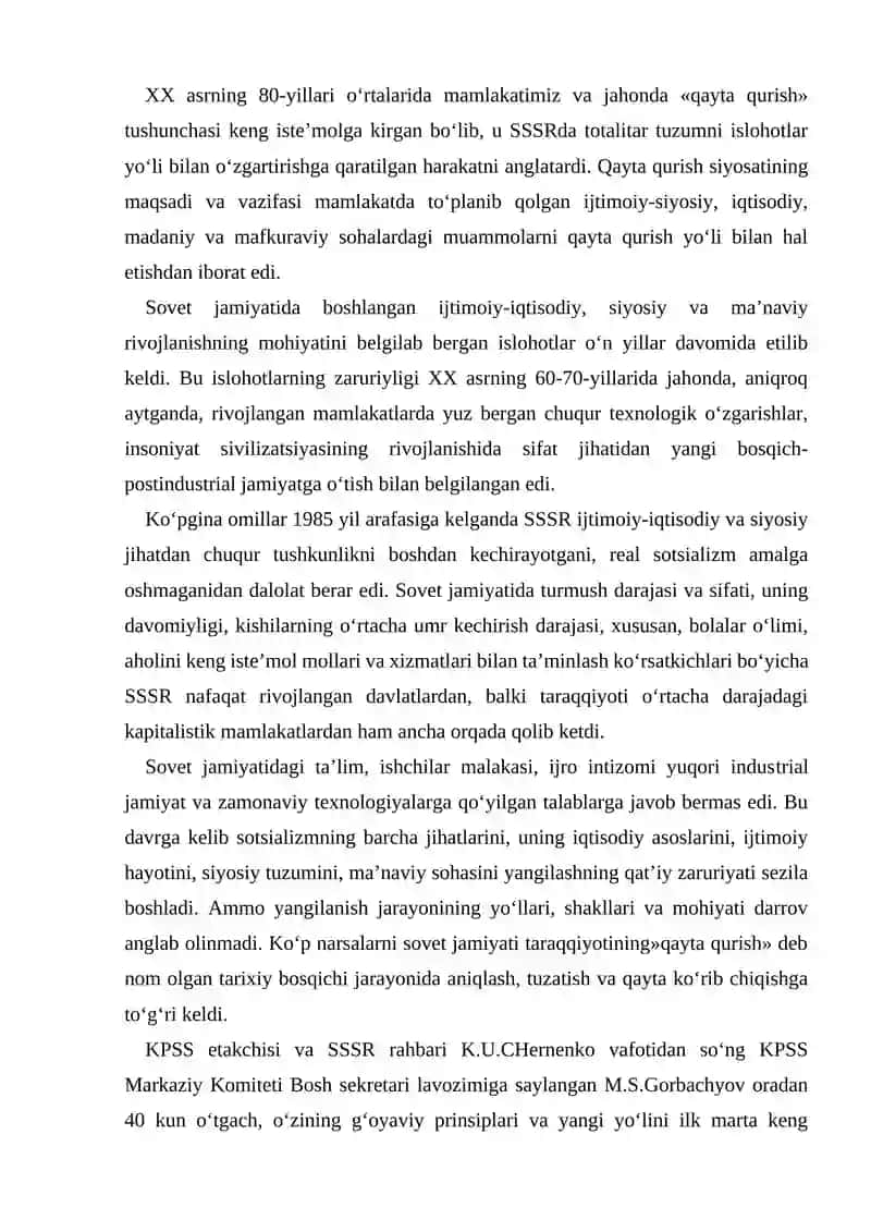 Qayta Qurish" Yillarida O'zbekistondagi Ijtimoiy-Siyosiy Vaziyat 2