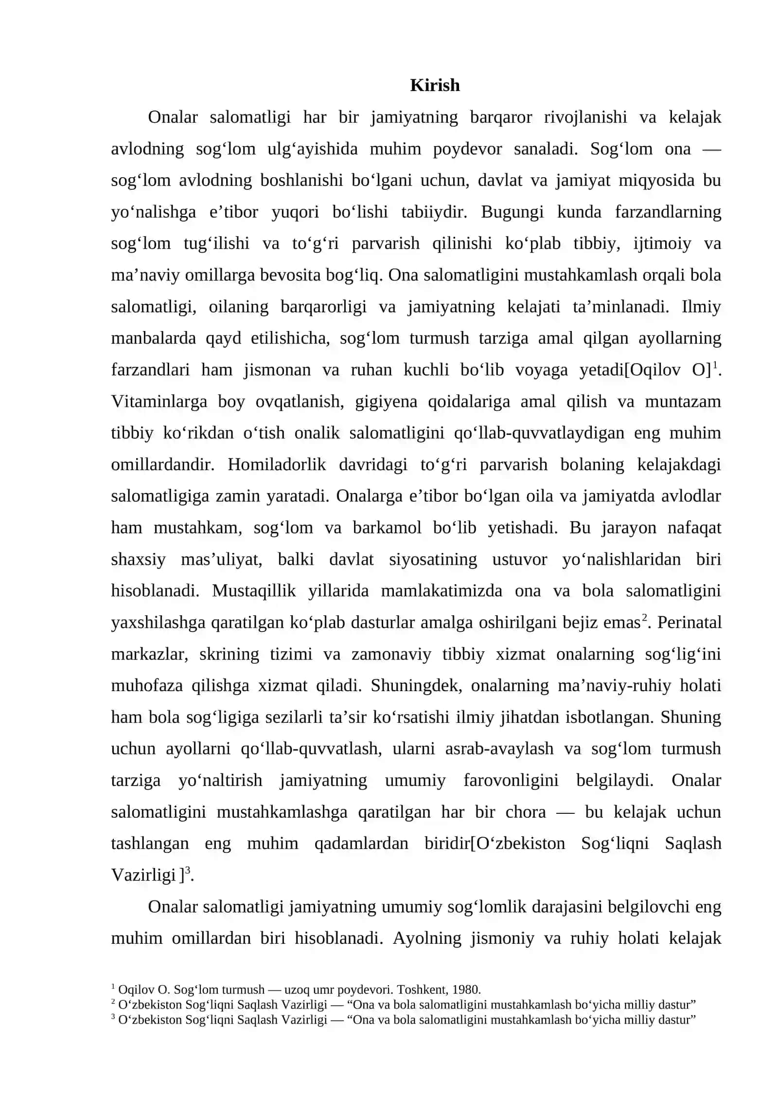 ONALAR SALOMATLIGI — KELAJAK POYDEVORI 2