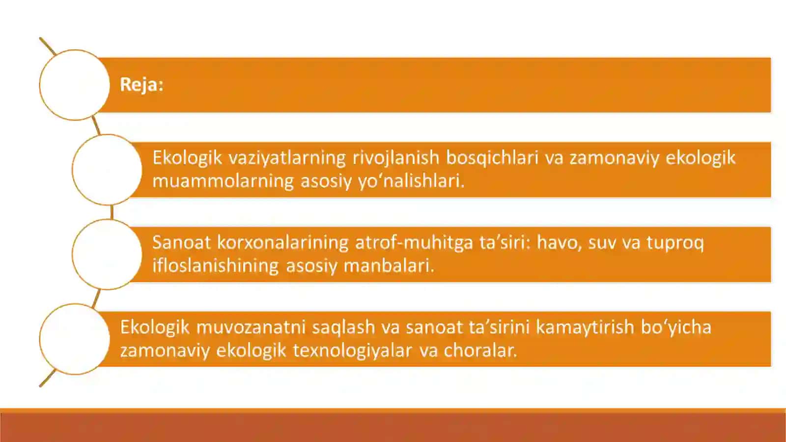 Ekologik vaziyatlarnin rivojlanish yonalishlari.Sanoat korxonalarining atrof -muxitga ta'sir 2