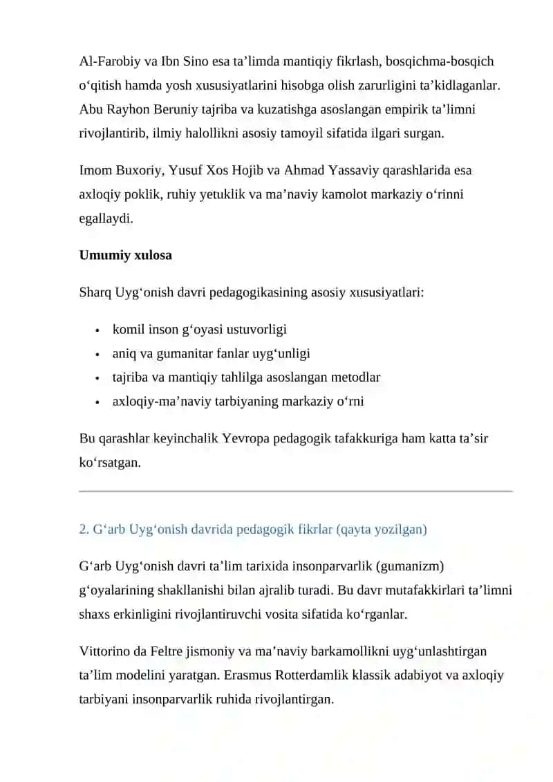 Sharq Uyg‘onish davri ta’lim-tarbiya taraqqiyoti 2