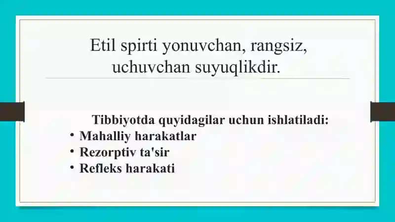 Etil spirtining farmakologiyasi va toksikologiyasi. Alkogalizm 2