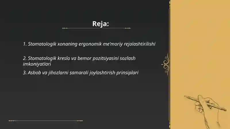 Ergonomika. Stamatologik xonaning jihozlanishi 2