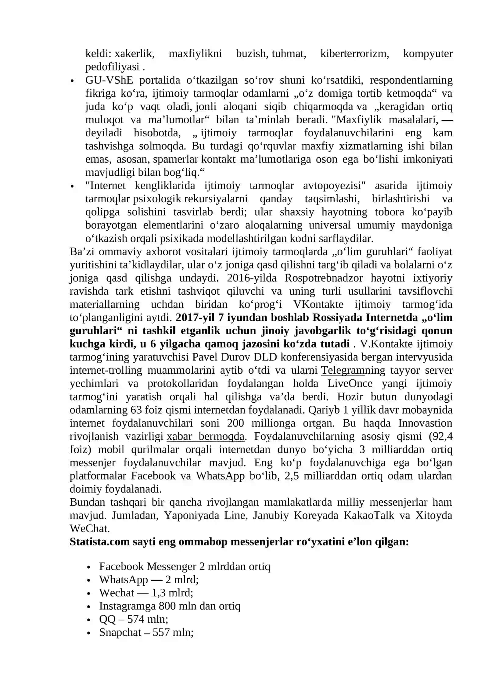 IJTIMOIY TARMOQLARDA AXBOROT XURUJLARI VA TAHDIDLAR 2