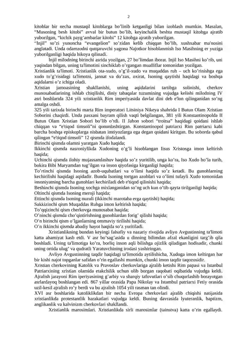 Xristianlik tarixi, ta'limoti va marosimlari 2