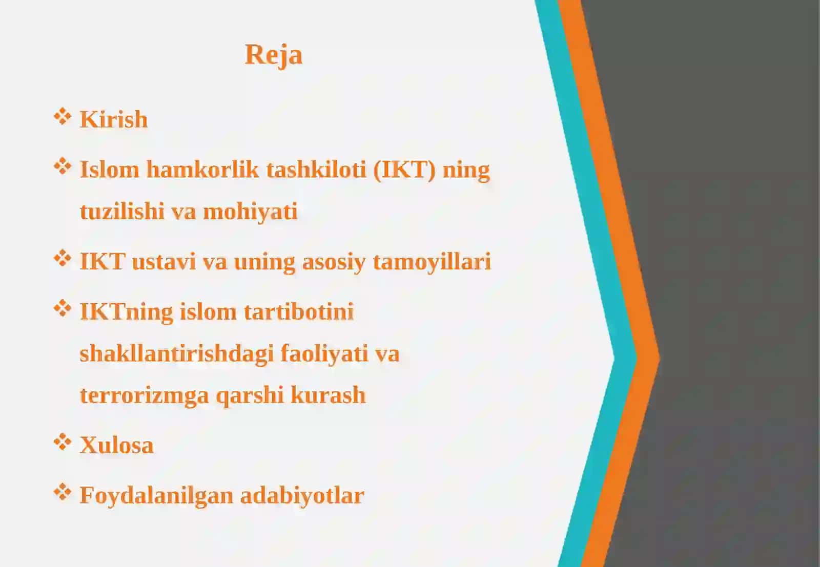 Islom hamkorlik tashkiloti (IKT)ning tuzilishi va mohiyati 2
