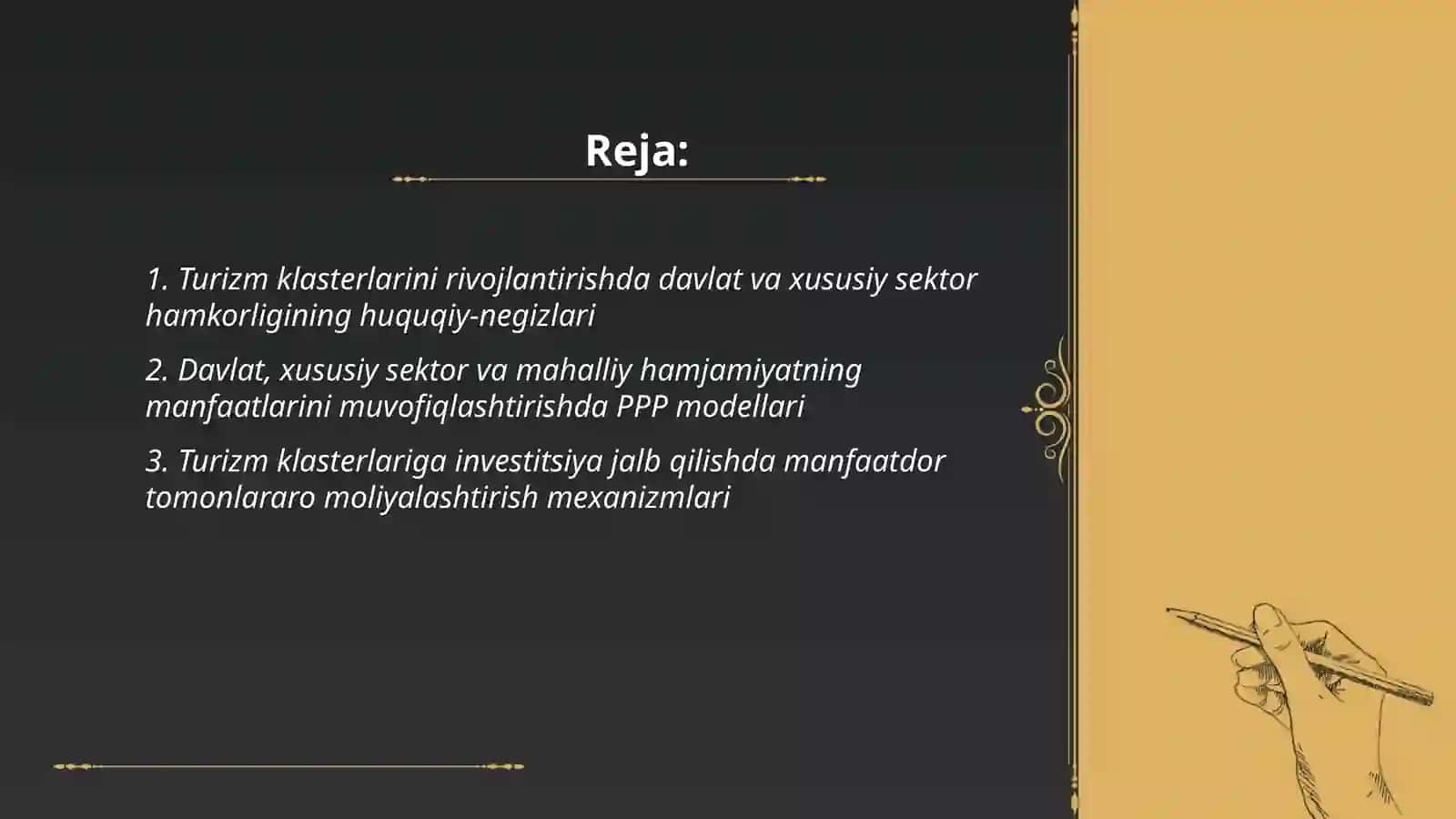 Turizm klasterlarini shakllantirishda davlat, xususiy sektor va mahalliy hamjamiyat manfaatlarini uyg‘unlashtirish masalalari 2