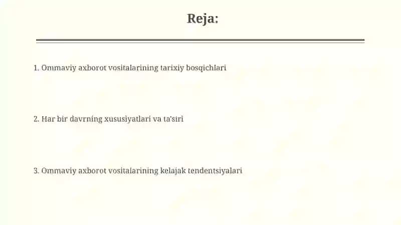 Ommaviy axborot vositalari tarixi va rivojlanish bosqichlari 2