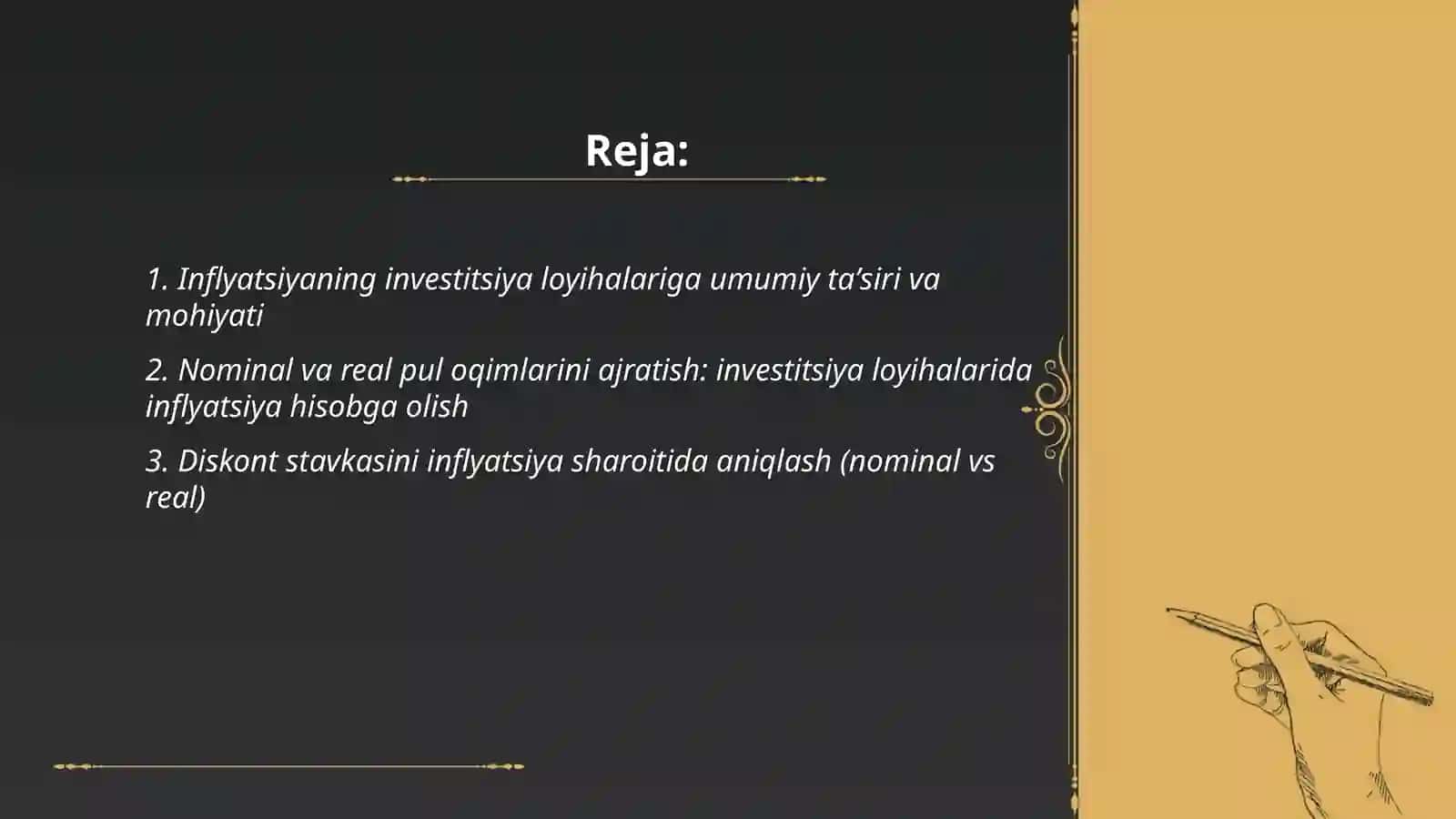 Investitsiya loyihasini amalga oshirishda inflyatsiya ta'siri 2