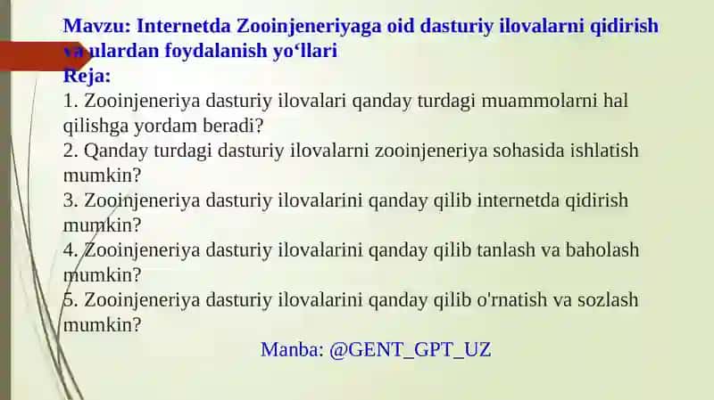Internetda Zooinjeneriyaga oid dasturiy ilovalarni qidirish va ulardan foydalanish yo‘llari 2