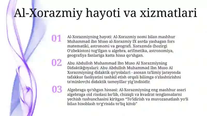 Abu Abdulloh Muhammad Ibn Muso Al Xorazmiyning Didaktikğoyalari 2