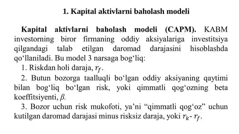 Kapitalaktivlarnibaholashmodeli 2