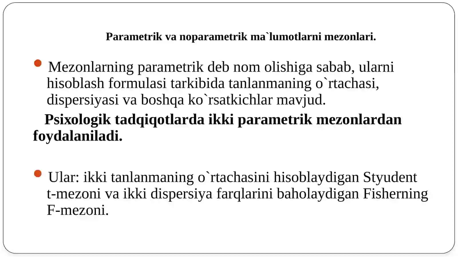 O'zarobog'liq bo'lmagangi tanlanmani taqqoslash uchun styudent mezoni 2