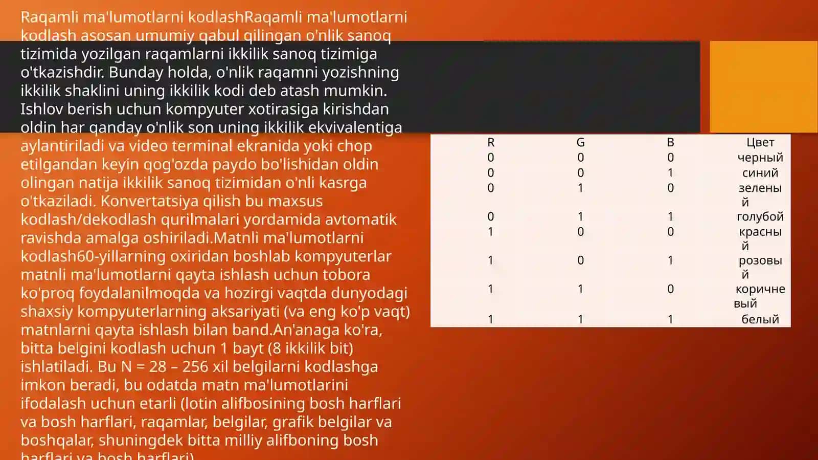 Ma’lumotlarni ikkilik sanoq sistemasida kodlash va dekodlash 2