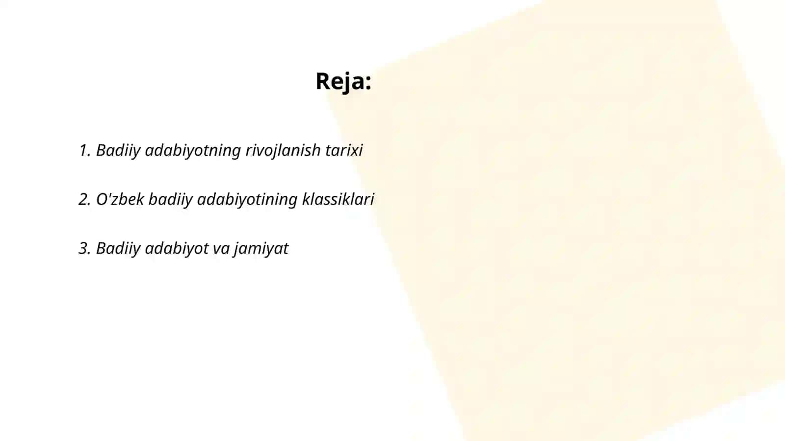 Badiiy adabiyotning rivojlanish tarixi 2