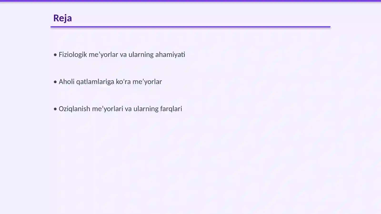 Aholini har xil qatlamlari uchun fiziologik meʼyorlar 2