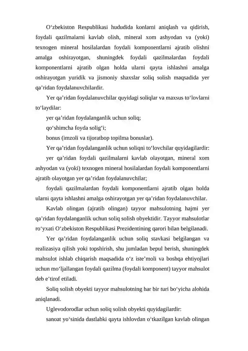 Yer qaridan foydalanganlik uchun soliqni to'lovchilari 2