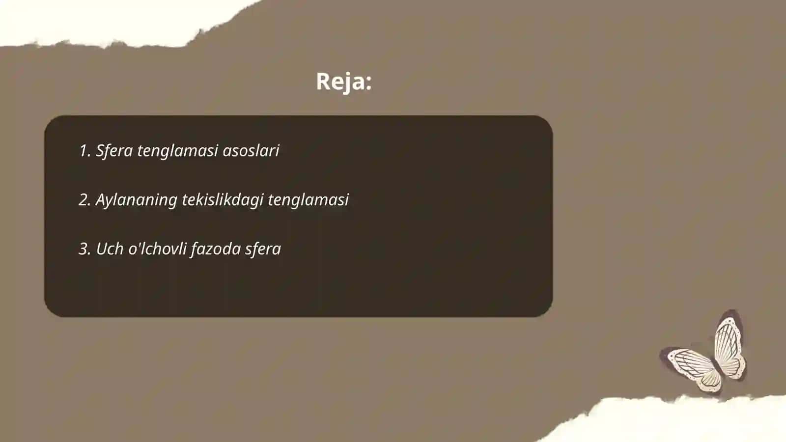 Sfera Tenglamalari 2