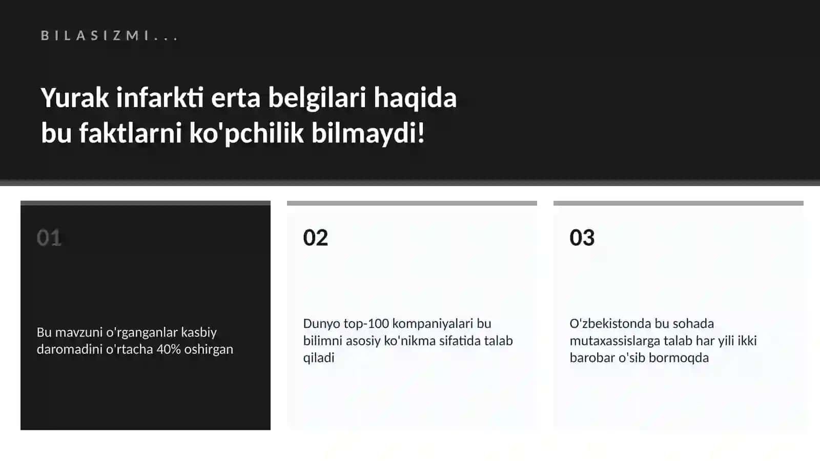 Yurak infarkti erta belgilari 2