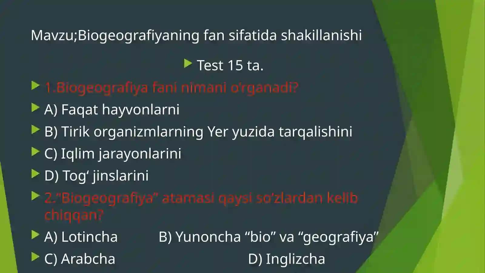 Biogeografiyaning fansifati dashakillanishi 2