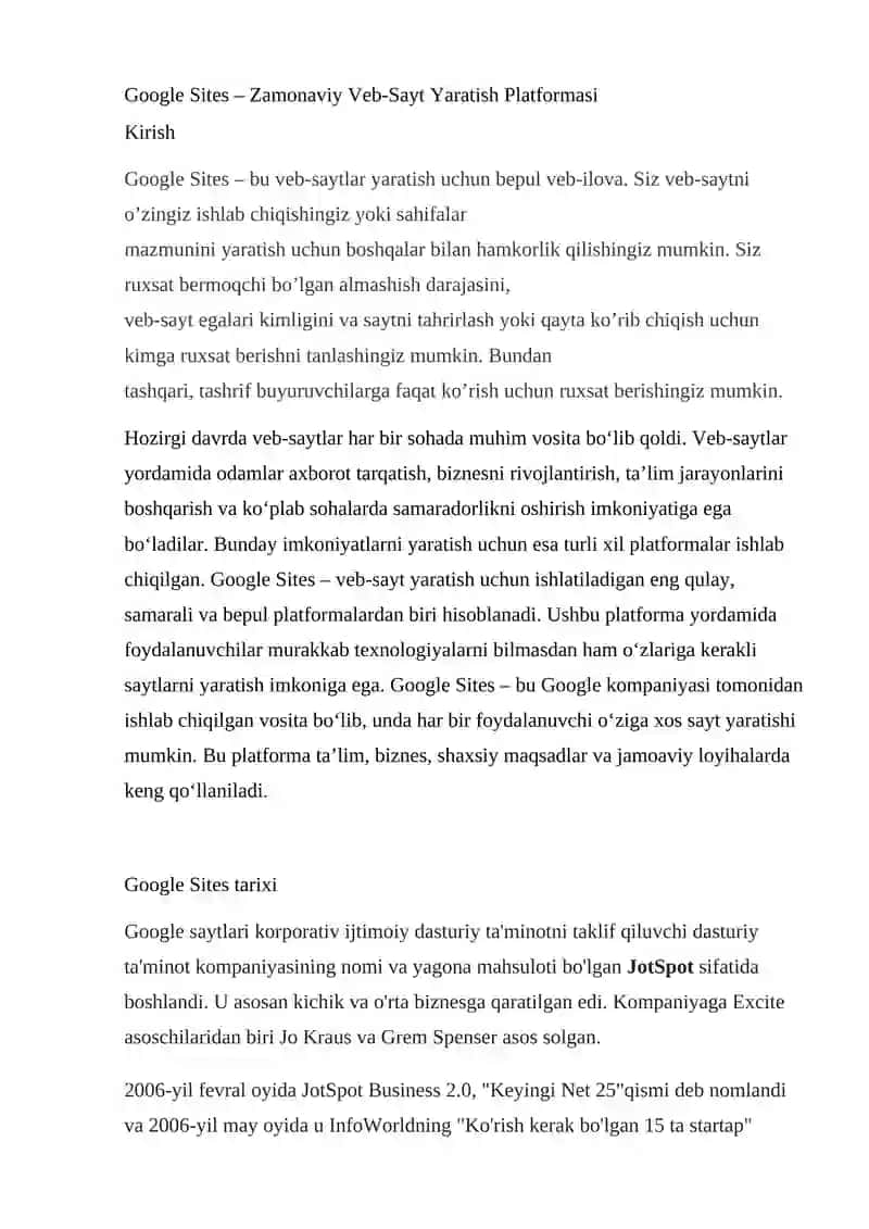 Google Sites – Zamonaviy Veb-Sayt Yaratish Platformasi 2