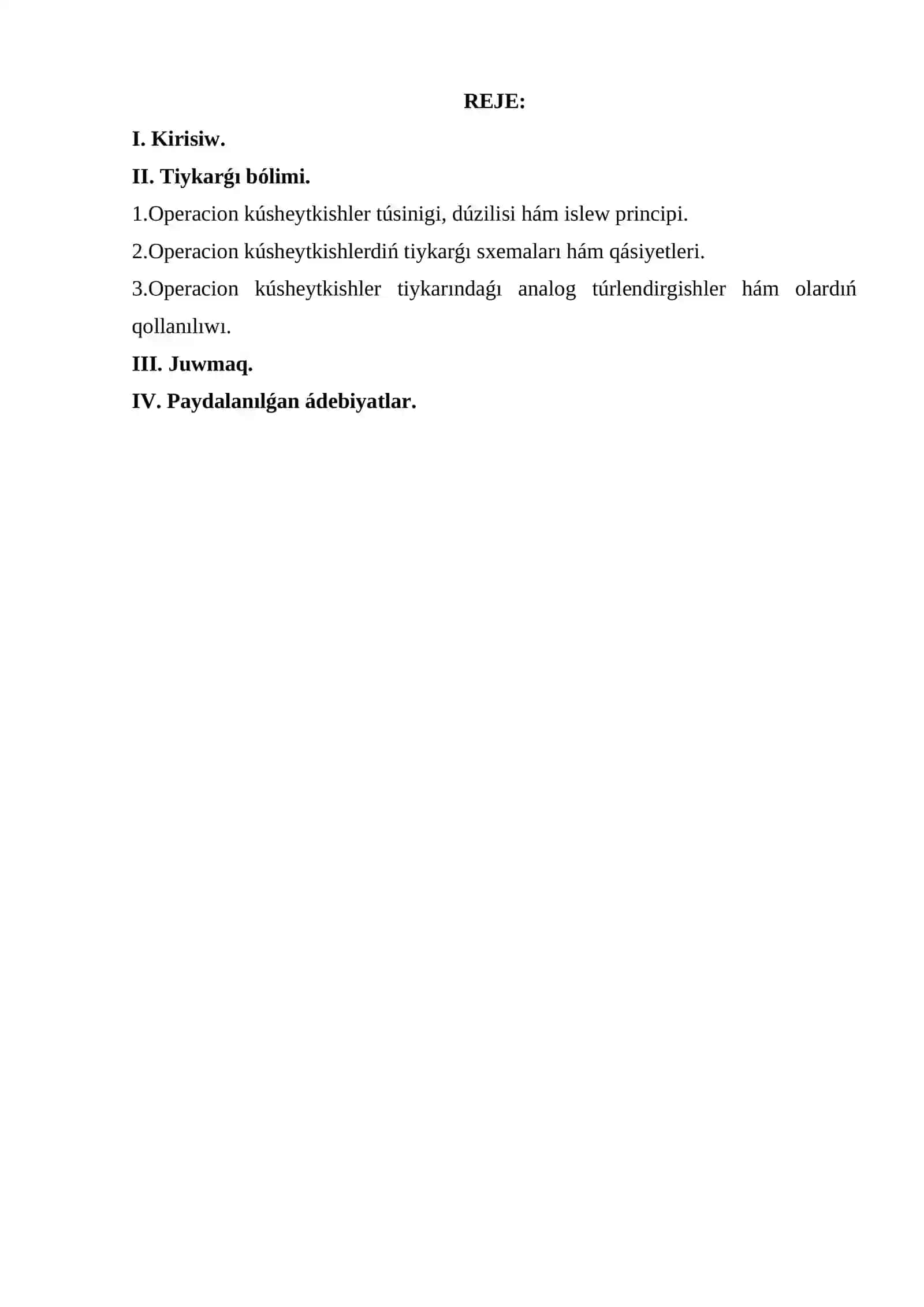 Operacion kúsheytkishler hám olar tiykarındaǵı analog ózgertkishler 2