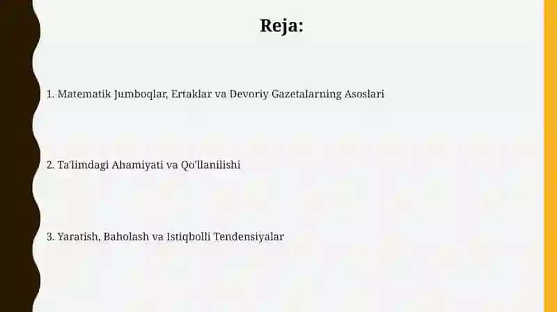 Matematik Jumboqlar, Ertaklar va Devoriy Gazetalar 2