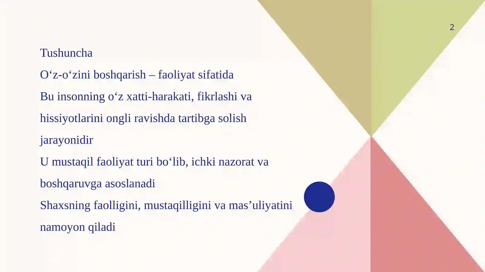 O‘Z O‘ZINI BOSHQARISH FAOLIYAT SIFATIDA 2