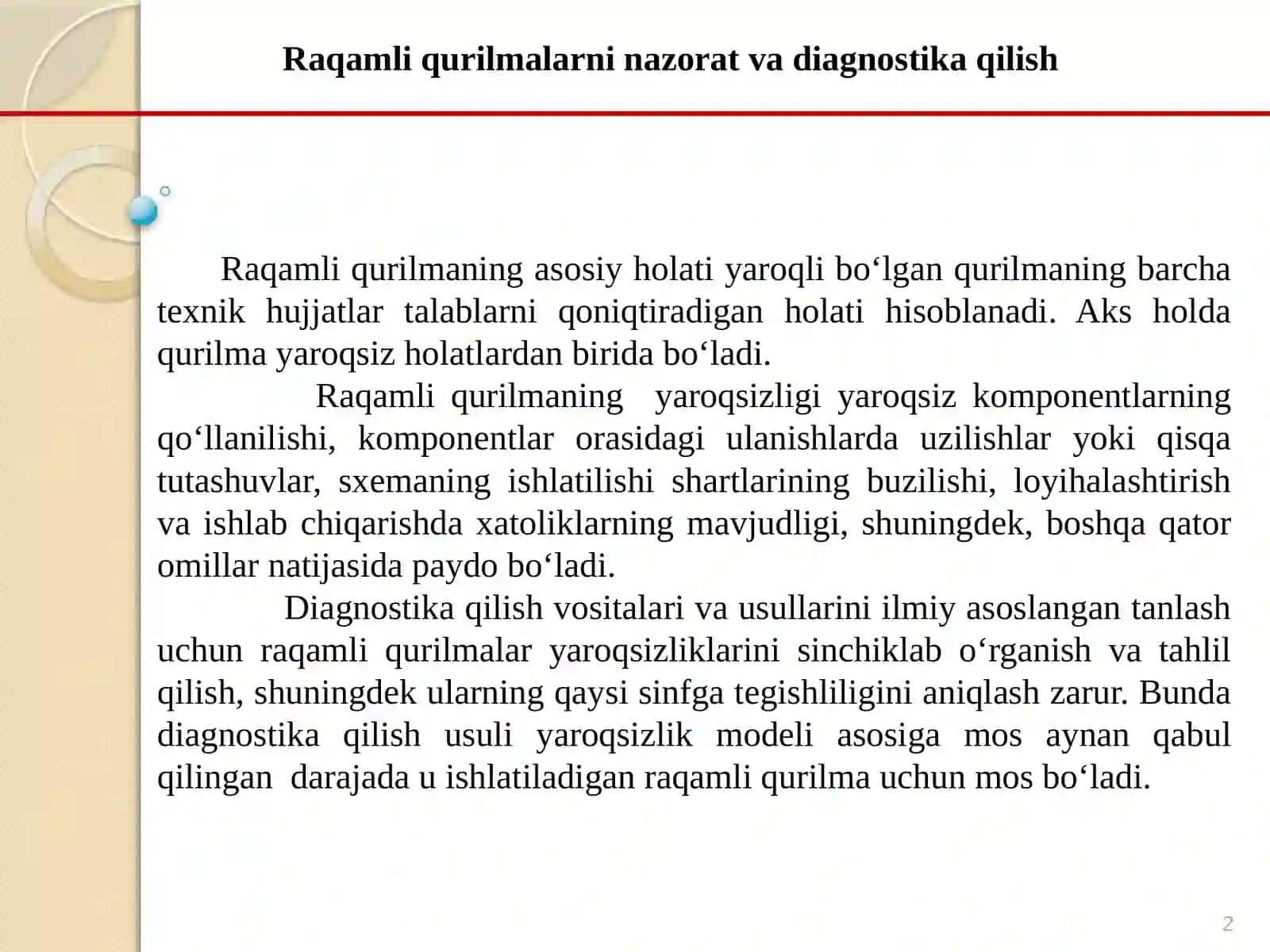 Qurilmalarning texnik xususiyatlari va tarkibi 2