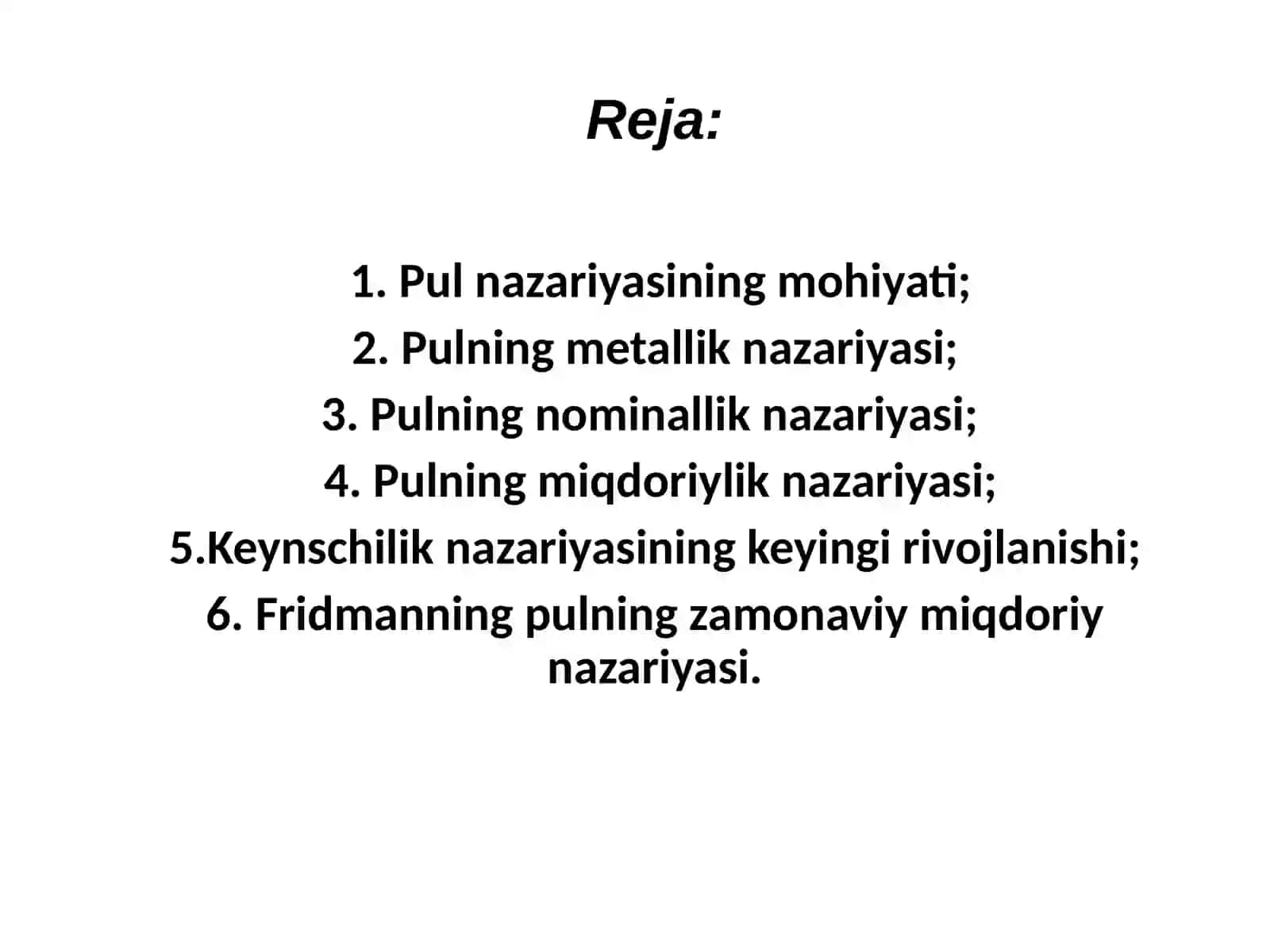Pul nazariyasi 2