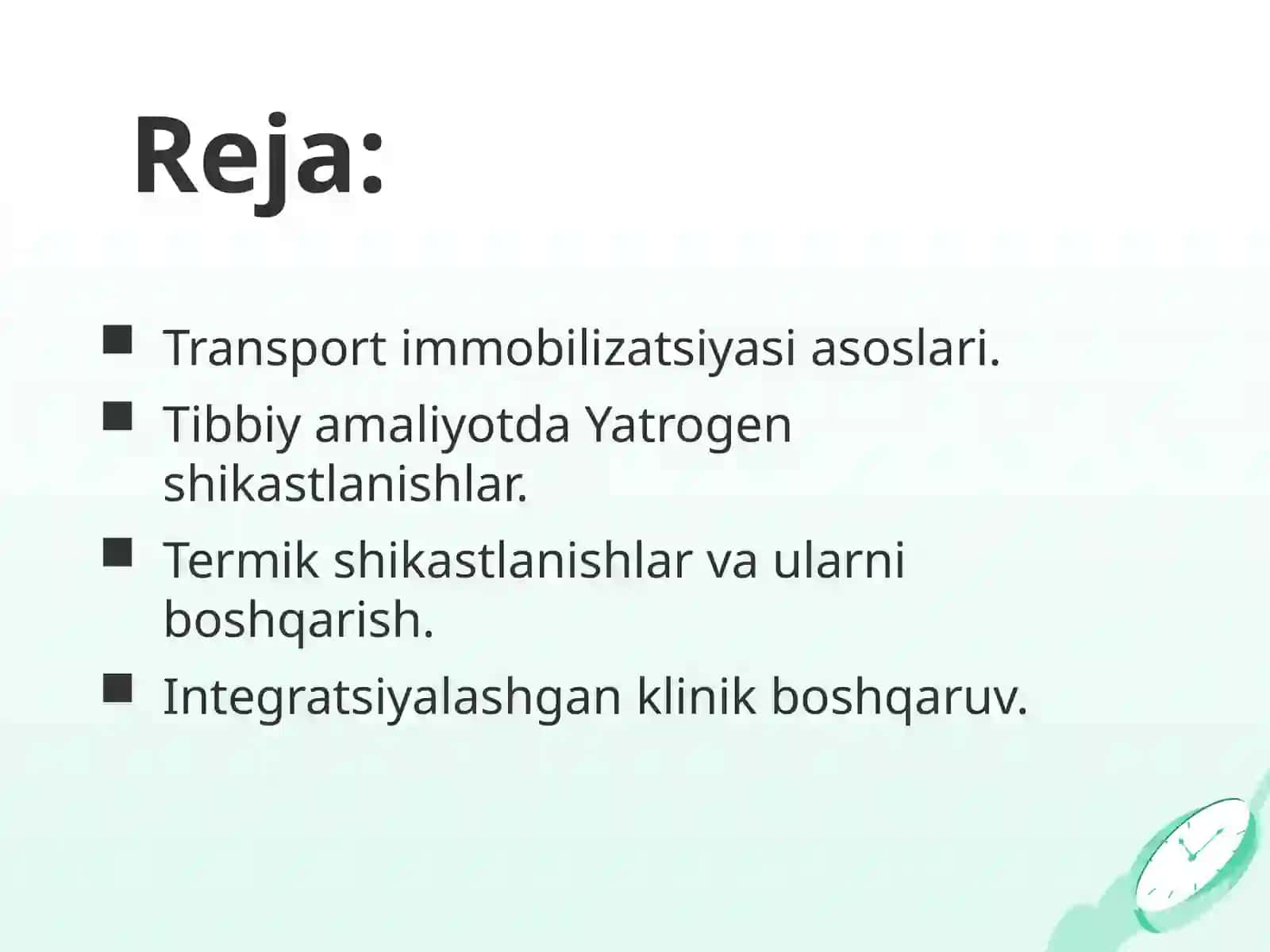 Transport immobilizatsiyasi. Yatrogeniya. Termik shikastlanishlar 2
