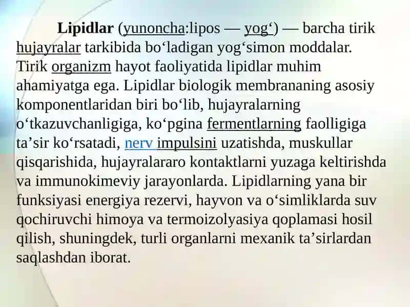 Lipidlar umumiy tasnifi 2