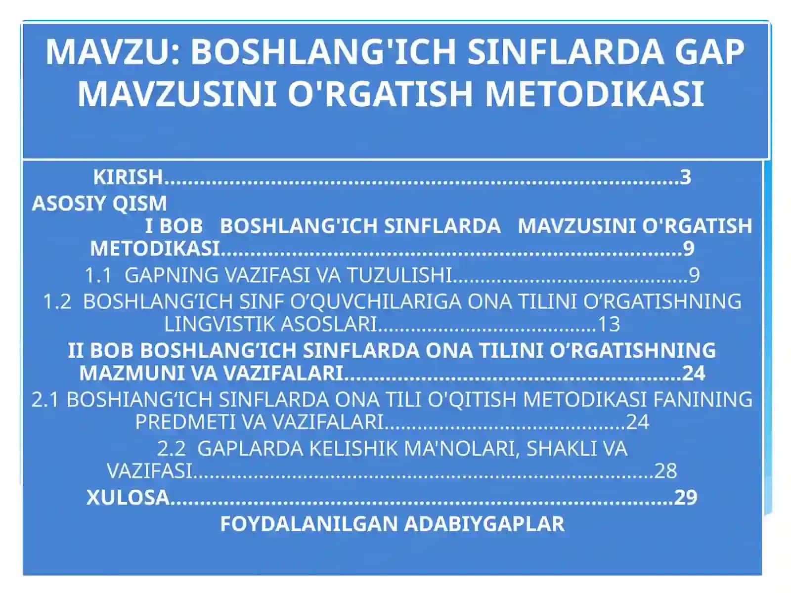 BOSHLANG'ICH SINFLARDA GAP MAVZUSINI O'RGATISH METODIKASI 2