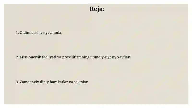 Zamonaviy diniy harakatlar va sektalar 2