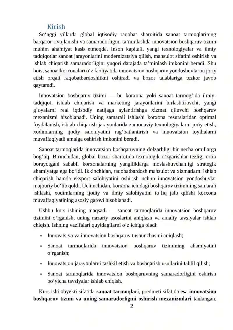 Sanoat tarmoqlarida inovatsion boshqaruv tizimi 2